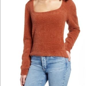 NWT ASTR The Label Cropped Fuzzy Sweater